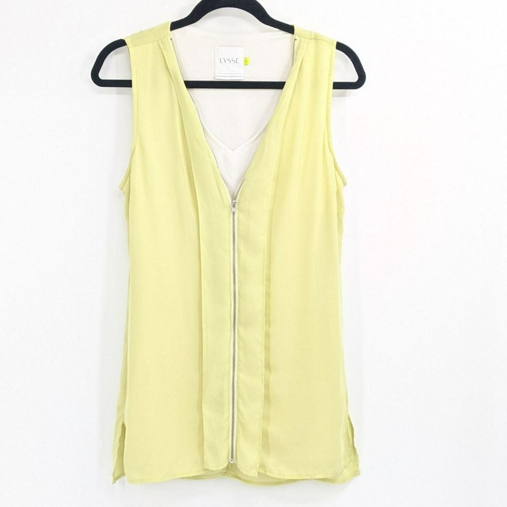 Lysse Chiffon Zip Front Tank Top Sleeveless size Small
